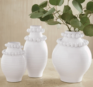 Large Beaded Stoneware Vase